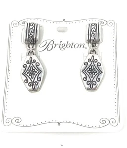 Brighton Silver Post Drop Dangle Earrings Ornate Scroll 38 mm (1.5") Long - Picture 1 of 2