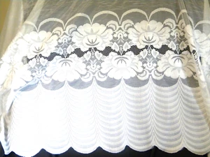 Estate Sale Find  Single Panel Lacey Shear Scalloped Bottom 52"W x 62"L Preowned - Picture 1 of 3