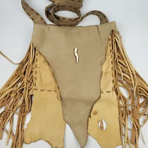 Handmade Leather Fringe Bag Brown Tan Multipocket 13x13 Inches Made In USA - Picture 1 of 12