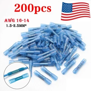 Medidor de cable termorretráctil 16-14 AWG conectores terminales de crimpado azul 200 piezas - Imagen 1 de 12
