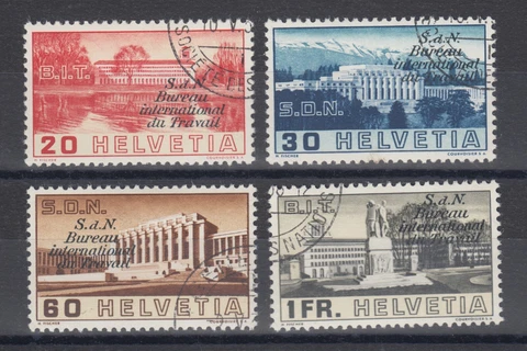 Switzerland Sc 3O49-3O52 used. 1938 INTERNATIONAL LABOR BUREAU overprints, VF Cover