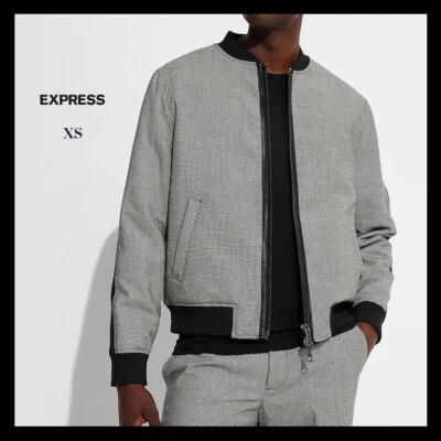 NWT -  Express X Simon Spurr Color Block Bomber Jacket, B&W Print Sz XS - $268 - Image 1 of 4