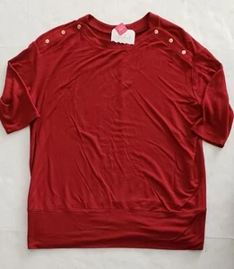 Isabel Maternity Nursing Top Shirt Women XXL Red Snaps - Picture 1 of 3