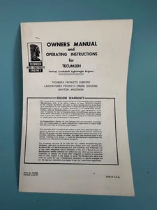 RARE 1967 Boat Tecumseh Vertical Crankshaft Lightweight Engines Owners Manual - Picture 1 of 5