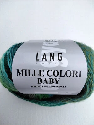 50g Lang Yarns Mille Colori Baby, Fb. 16, grün, türkis, petrol, Lauflänge 190m - Bild 1 von 4