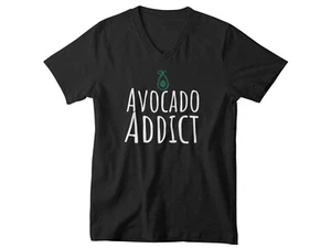 Camiseta para hombre cuello en V adicto al aguacate vegano divertido regalo hipster vegetariano Navidad - Imagen 1 de 3