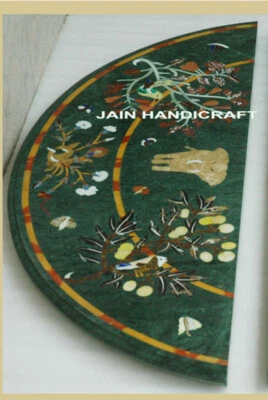 3'x2' green Marble Side Corner Centre console Coffee Table Top pietra dura inlay - Image 1 of 3