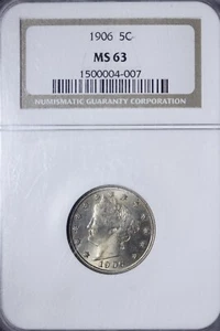 BU 1906 Liberty V Nickel NGC NS63 Great Cartwheel ZACNM - Picture 1 of 3