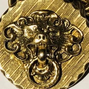 Unique gold tone foo lion dog  Good Luck Pendant necklace - Picture 1 of 8