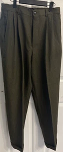 Pantalone vestito uomo Bugle Boy verde scuro plissettato taglia 33 x 30 - Foto 1 di 9