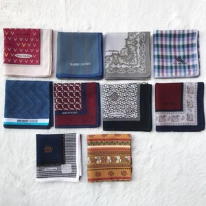 Lot of 10 Men Handkerchief Vintage Paisley Monogram Art Pocket Square Cotton 18" - Picture 1 of 12