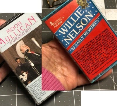 Lot of 2 VTG Classic Country Music Cassette Tapes~Willie Nelson/Moon Mullican — 第 1/4 张图片