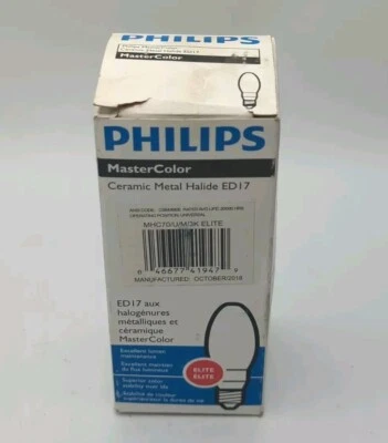 Philips MasterColor MHC70/U/M/3K Elite 419473 - 70 Watt - ED17 Medium Base Bulb - Image 1 of 3