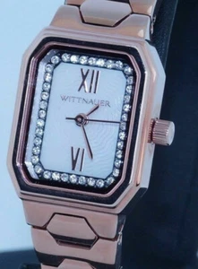 Wittnauer WN4052 Madelyn Crystal Accent Rose Gold Wihte Dial Rectangle Ladies - Picture 1 of 5
