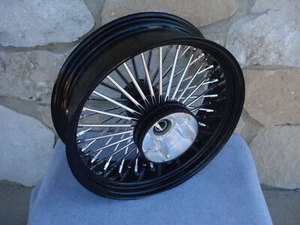 16X5.5" BLACK 25MM FAT SPOKE CUSH REAR WHEEL HARLEY TOURING 2009-UP 180/200 TIRE - Picture 1 of 5