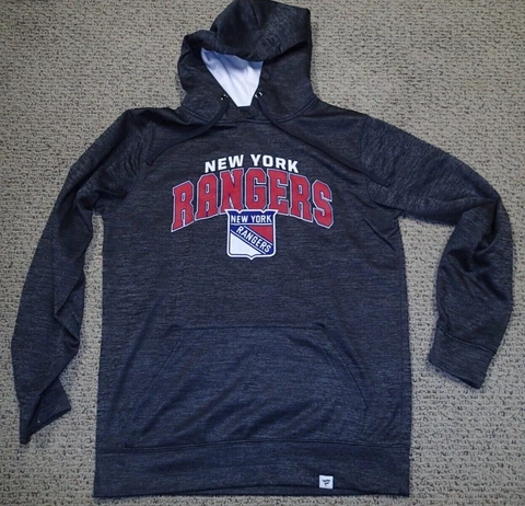 NEW YORK RANGER NHL HOODIE FANATICS Sz Small Dark Gray Micro Fleece Lined Cover