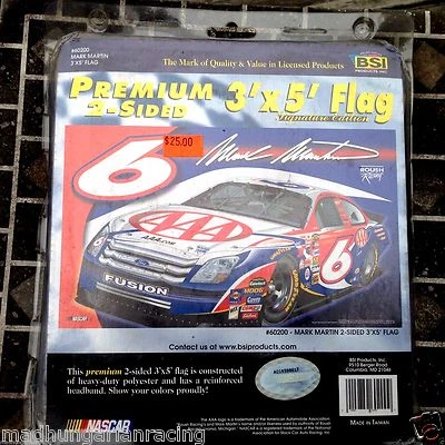 NASCAR MARK MARTIN #6 AAA RACING  PREMIUM  2 SIDED 3'X5' FLAG BSI NIP - Image 1 of 2