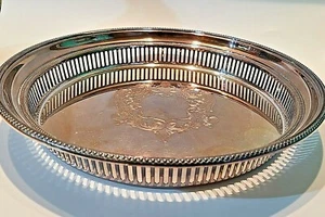 Vintage Towle Silver Plated Serving Tray Cutouts Mid Century Modern Barware Deep - Picture 1 of 7