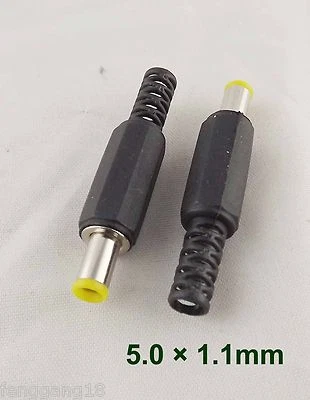 10x 5.0 x 1.1mm DC Power Cable Male Plug Connector Adapter Plastic CCTV Charger - Image 1 of 4