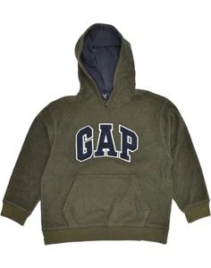 GAP Boys Graphic Hooded Fleece Jumper 7-8 Years Khaki Polyester AL04 - Picture 1 of 4