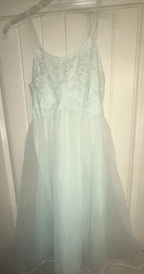 VTG 1960’s Vanity Fair Blue Nightgown Chiffon Overlay Appliqué Lace Sz 32 EUC - Image 1 of 4