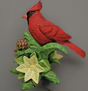 LENOX 2008 Annual CHRISTMAS Red CARDINAL Bird Poinsettia Flower Figurine Limited - Picture 1 of 8