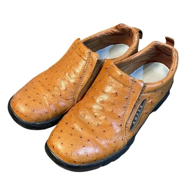 Roper Women's Performance Faux Ostrich Leather Slip On Clogs Size 8 Western Tan - Image 1 of 4