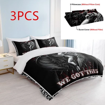 3PCS Death and Angel Print Duvet Cover Set Soft Comfortable for Bedroom No Core - Image 1 of 4