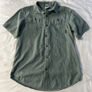 Columbia Button Down Hemd Herren S Grün Kurzarm Baumwolle Hanf Outdoor Freizeit - Bild 1 von 14