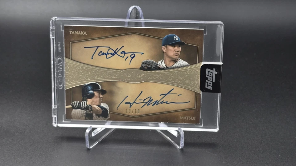 2019 Topps Tier One Dual Auto Matsui/ Tanaka #/10 On Card Auto Yankees T1DA-TM  - Image 1 of 2