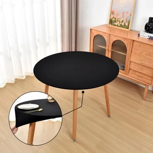 Round Fitted Black Tablecloth with Elastic for 36 inch Tables No Slip Cloth T... - Picture 1 of 6