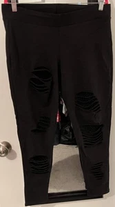 Torrid Women’s Black Ripped Mesh Fishnet Shred Legging Stretch Size 2 - Picture 1 of 6