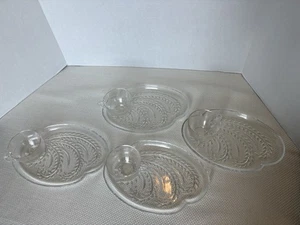 The Federal Glass Company Vintage Glass Homestead Snack Set 4 Cups 4 plates - Picture 1 of 9
