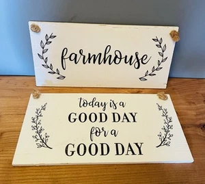 (2) Handmade Rustic Wooden Farmhouse Signs - Picture 1 of 4