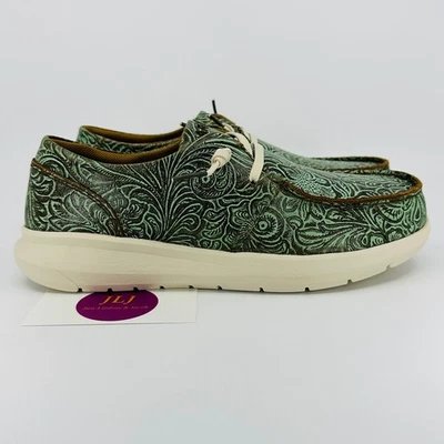 Zapatos sin cordones Ariat para mujer Hilo vintage de cuero turquesa en relieve talla 7,5 Foto 1 de 4