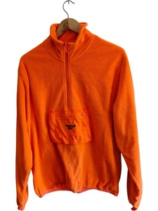 Reebok Men's Fleece Jumper Size M Orange Half Zip Pocket - Picture 1 of 22