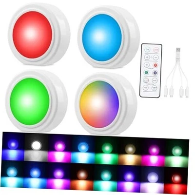  4 Pcs Wireless Interior Car Led Lights with Remote Control, 16 Colors USB  - Image 1 of 4