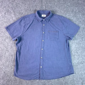 Camicia a strati marina uomo XL blu manica corta con bottoni testurizzata tasca casual - Foto 1 di 11