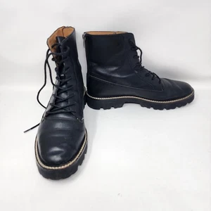 Madewell The Citywalk Boots 9 Black Leather FA21 NB948 Lace Up Lug Sole Combat - Picture 1 of 13