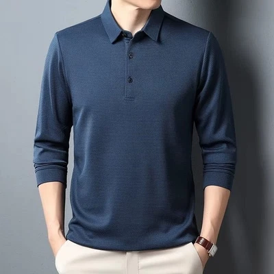 Maglia polo casual da uomo d'affari a maniche lunghe, top estivo comodo - Imagen 1 de 4