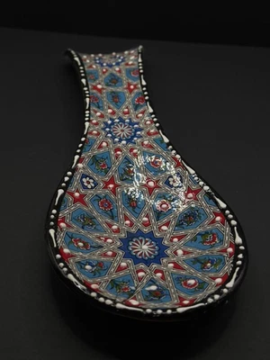 Soporte para cuchara de cerámica pintado a mano KUTAHYA azulejo turco arte decoración de cocina Foto 1 de 3