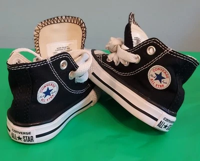 Tênis Converse All Star infantil cano alto preto branco tamanho 3 EUA 7J231 - Imagem 1 de 4