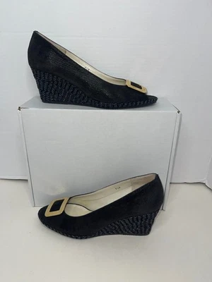 Zapatos de salón para mujer Sesto Meucci de gamuza negros - tacón bloque | punta abierta | talla 9,5 M Foto 1 de 4