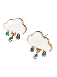 RAIN CLOUD ENAMEL STUD EARRINGS - Picture 1 of 6