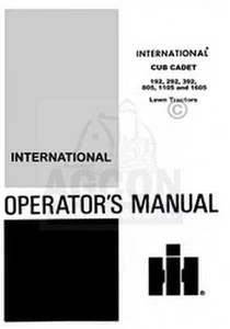CUB CADET 192 292 392 805 1105 1605 Operators Manual IH - Picture 1 of 1