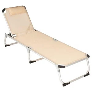Divero Sonnenliege beige 187x59x30cm Kissen klappbar 5fach verstellbar bis 110kg - Bild 1 von 7