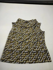 Kasper XL Multicolor Scoop Neck Sleeveless Top / Blouse Abstract Grey Black Yell - Picture 1 of 5