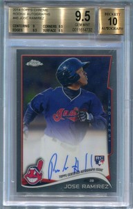 2014 Topps Chrome Rookie Autographs 45 Jose Ramirez Rookie Auto BGS 9.5 10