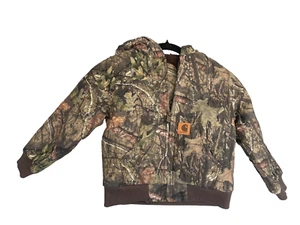 Carhartt Boys Flannel-Lined Hooded Canvas Zip-Up Mossy Oak Country Camo Size XXS - Picture 1 of 4