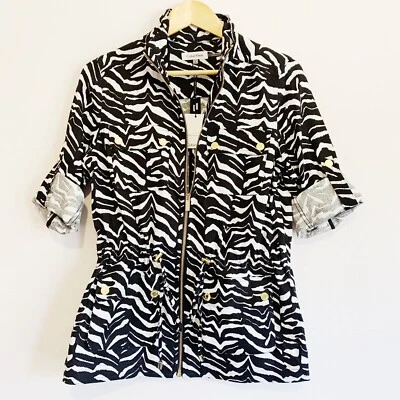 Calvin Klein Black White Zebra Printed Linen  Jacket, Small - $160 - Image 1 of 4